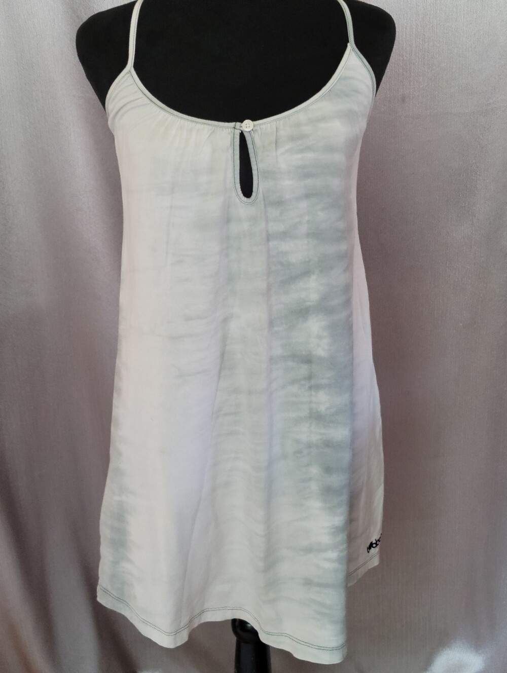 White and Light Gray Tie-Dye Spaghetti Strap Women's Tank
